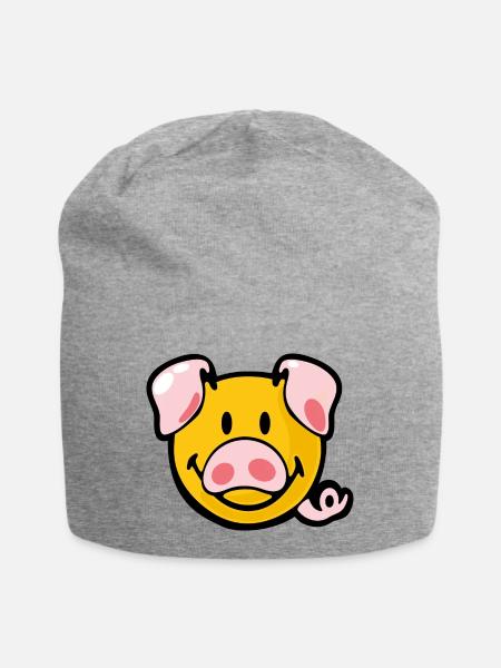Smiley Pig - Jersey-Beanie - Grau meliert