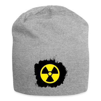 Yellow / yellow Radioactive, radioactivity symbol - Jersey Beanie - heather grey - Front