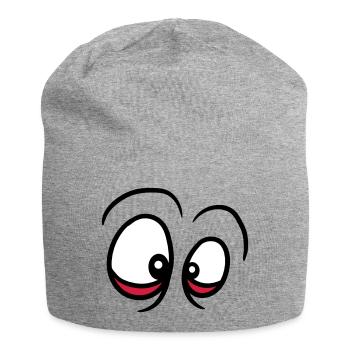 augenringe gucken sehen verruecktes gesicht augen - Jersey-Beanie - Grau meliert - Vorne