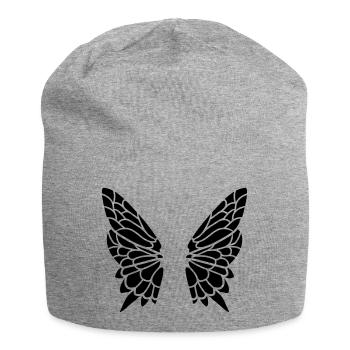 Fluegel vom Schmetterling - Jersey-Beanie - Grau meliert - Vorne