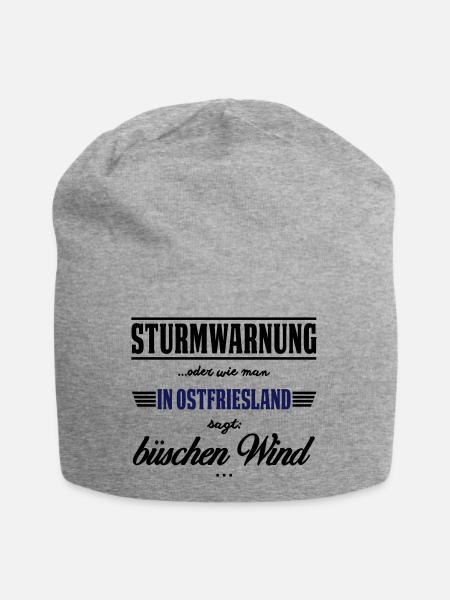 Sturmwarnung Ostfriesland - büschen Wind - Jersey-Beanie - Grau meliert