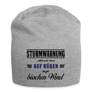 Sturmwarnung Rügen - büschen Wind - Jersey-Beanie - Grau meliert - Vorne