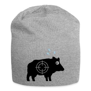 Wildschwein mit Angstschweiß und Fadenkreuz - Jersey-Beanie - Grau meliert - Vorne