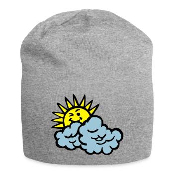 nuage sourire soleil - Bonnet en jersey - gris chiné - Devant