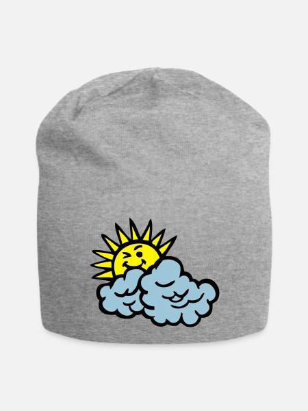 Wolke Lächeln Sonne - Jersey-Beanie - Grau meliert