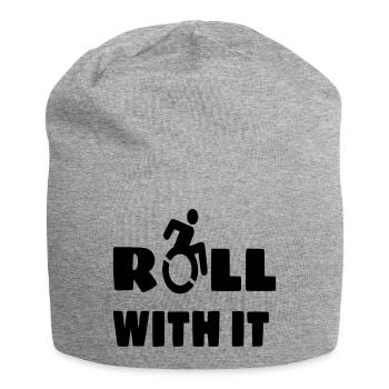 Ich rolle mit meinem Rollstuhl, Rolle, Behinderten # - Jersey-Beanie - Grau meliert - Vorne