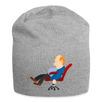 man sleeps sleep sleep office chair nap tra - Jersey Beanie - heather grey - Front