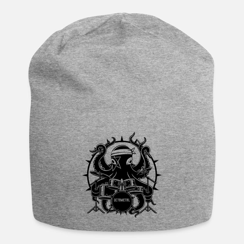 Octometal Octopus Drummer black - Jersey Beanie - heather grey