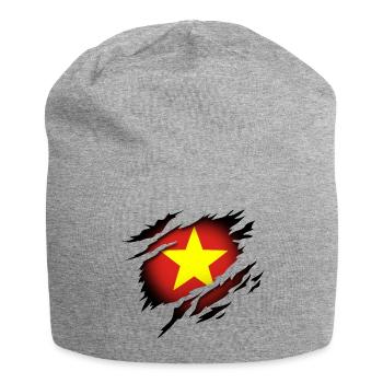 Vietnam at heart - Jersey Beanie - heather grey - Front