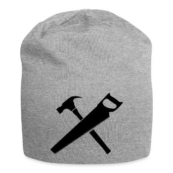 Outils charpentier marteau et scie - Bonnet en jersey - gris chiné - Devant