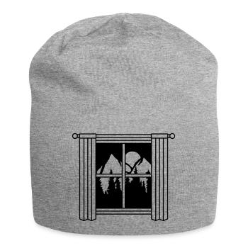 Curtain Moon Mountains Window - Jersey Beanie - heather grey - Front