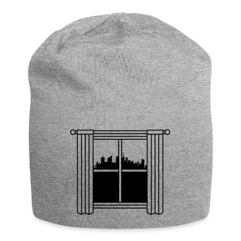 Rideau de fenêtre de grande ville de grande hauteur - Bonnet en jersey - gris chiné - Devant