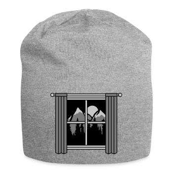 Mond Berge Aussicht Fenster - Jersey-Beanie - Grau meliert - Vorne