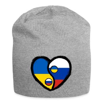 Ukraine Russland Yin Yang Herz - Jersey-Beanie - Grau meliert - Vorne