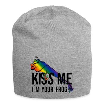 Frog - Princess - Kiss -Kiss me - Jersey-Beanie - Grau meliert - Vorne