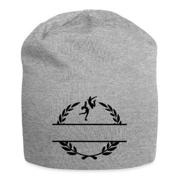 Ice dancing or figure skating in laurel wreath - Jersey Beanie - heather grey - Front