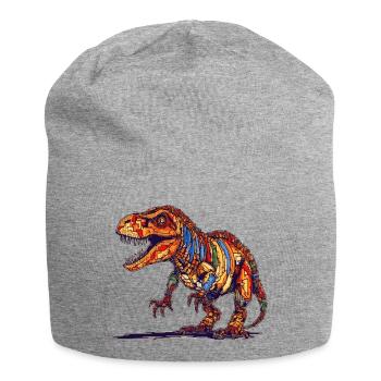 Ausgestorbener Dino in bunter Pixel Grafik - Jersey-Beanie - Grau meliert - Vorne