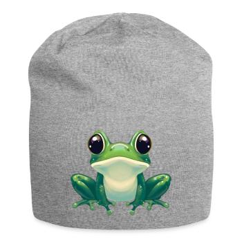 Grenouille verte - Bonnet en jersey - gris chiné - Devant