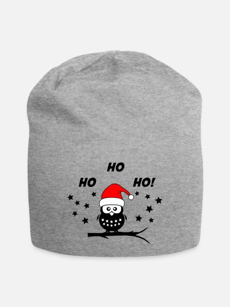 eule weihnachten santa - Jersey-Beanie - Grau meliert