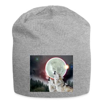 Wölfe heulender Mond Finsternis Wolf Kunst - Jersey-Beanie - Grau meliert - Vorne