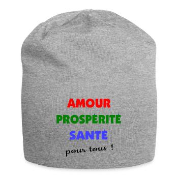 Amour, prospérité santé pour tous ! - Bonnet en jersey - gris chiné - Devant