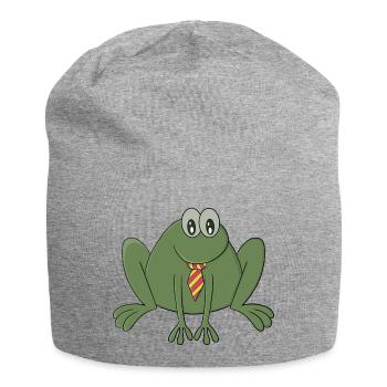 Grenouille avec une cravate - Bonnet en jersey - gris chiné - Devant