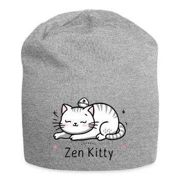 Zen kitty - Jersey Beanie - heather grey - Front