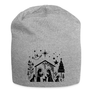 Crèche de Noël - Bonnet en jersey - gris chiné - Devant