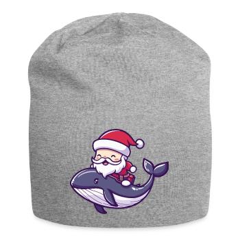 Baleine Père Noël Dessin animé - Bonnet en jersey - gris chiné - Devant
