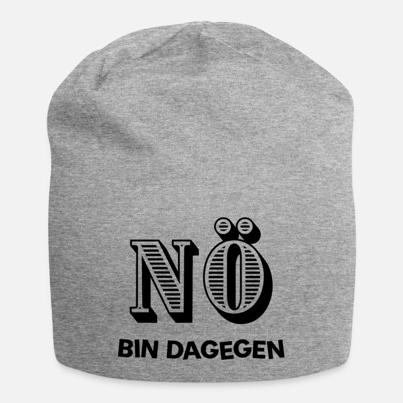 NÖ - BIN DAGEGEN - Statement - Nein - No - Jersey-Beanie - Grau meliert