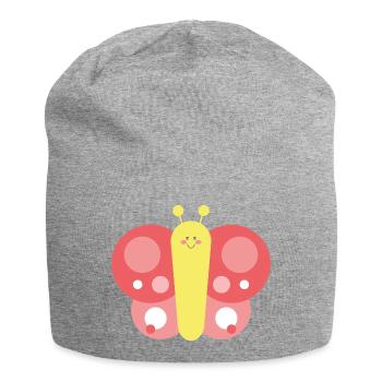 Papillon tendre et stylisé - Bonnet en jersey - gris chiné - Devant