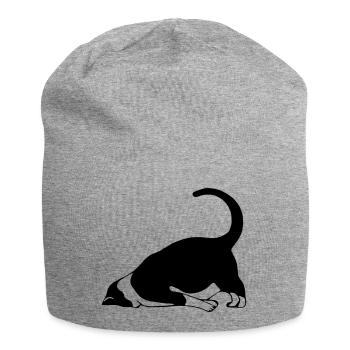 Schlafende Katze - Jersey-Beanie - Grau meliert - Vorne