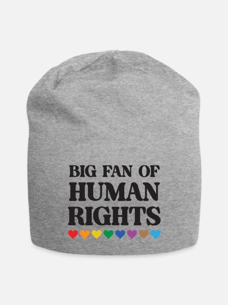 LGBTQ Pride Month - Großer Fan der Menschenrechte - Jersey-Beanie - Grau meliert