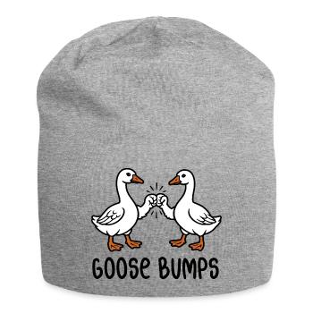 Chair de poule - Oies avec fistbump - Jeu de mots - Bonnet en jersey - gris chiné - Devant