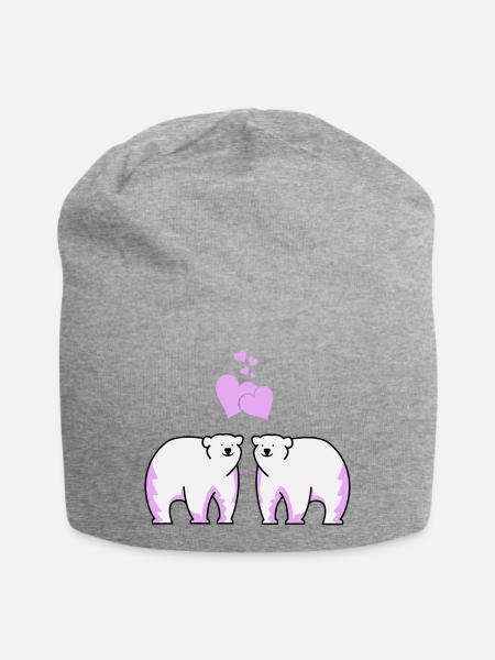 Ours polaires amoureux - Bonnet en jersey - gris chiné