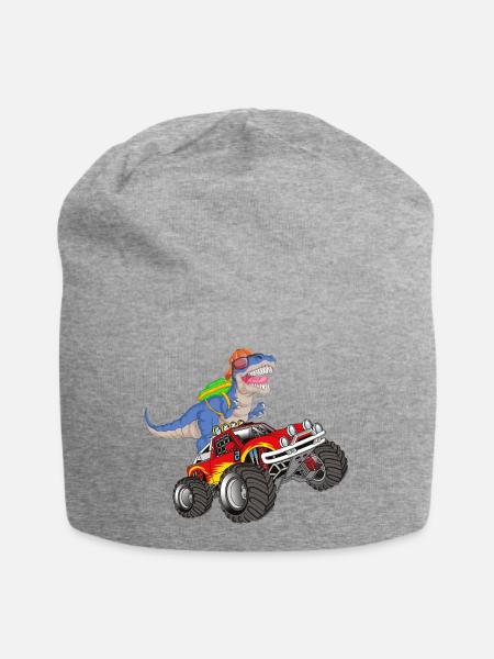 Dinosaur Monster Truck Adventure zurück zur Schule - Jersey-Beanie - Grau meliert