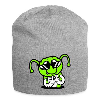 Raupe Mittelfinger Beleidigung Loch Sonnenbrille - Jersey-Beanie - Grau meliert - Vorne