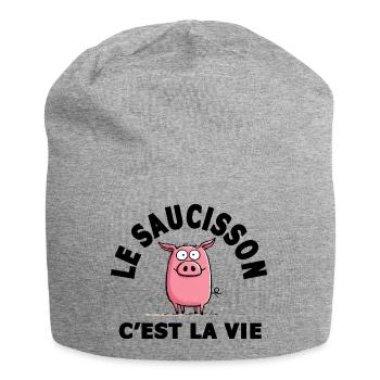 le saucisson c'est la vie humour - Bonnet en jersey - gris chiné - Devant