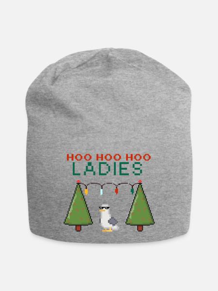 HooHooHoo Damen Pixel Weihnacht - Jersey-Beanie - Grau meliert
