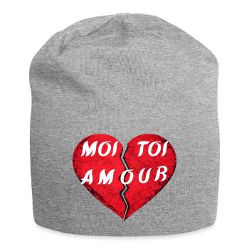 Cœur brisé YOU LOVE ME – Design Saint-Valentin amo - Bonnet en jersey - gris chiné - Devant