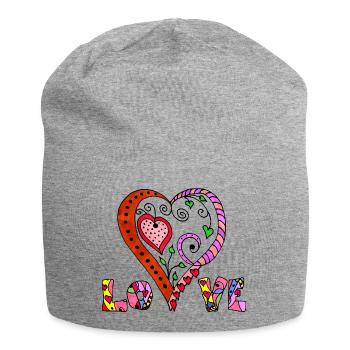 Herz - Jersey-Beanie - Grau meliert - Vorne