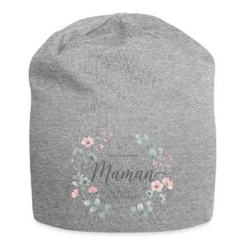 Maman, Fleur Unique et Tendresse - Bonnet en jersey - gris chiné - Devant