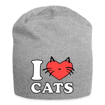 Logo du cœur de J’adore les chats - Bonnet en jersey - gris chiné - Devant