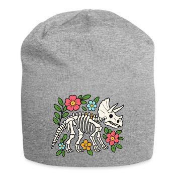 Triceratops Skeleton with Flowers - Jersey Beanie - heather grey - Front