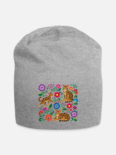 Folk Art Bengal Muster - Jersey-Beanie - Grau meliert