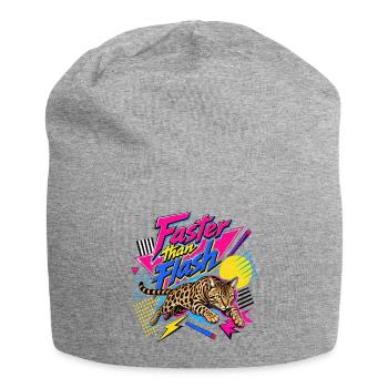 Retro 90s Bengal Cat Sprint - Jersey Beanie - heather grey - Front