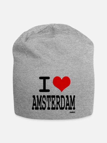 i love amsterdam - Jersey-Beanie - Grau meliert
