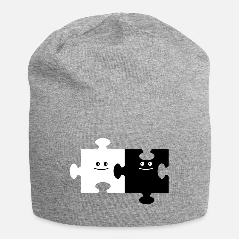 Puzzle Paar - Jersey-Beanie - Grau meliert