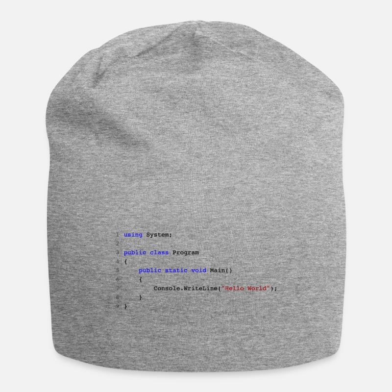 C # .NET Code Hello World Programmer Gift - Bonnet en jersey - gris chiné