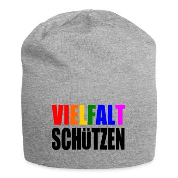 vielfalt schützen - Jersey-Beanie - Grau meliert - Vorne